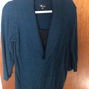 Pretty turquoise and black light sweater. XL